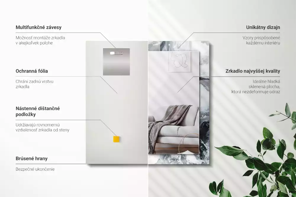 Espejo rectangular estampado Composición de pintura abstracta