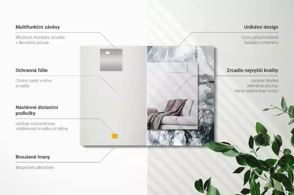 Espejo rectangular estampado Composición de pintura abstracta