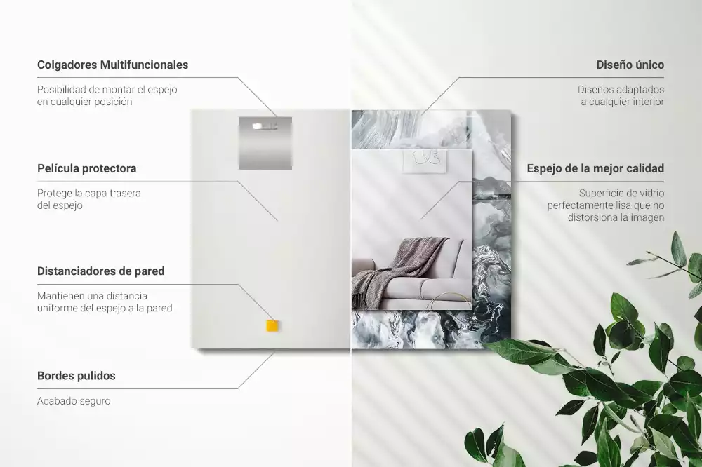 Espejo rectangular estampado Composición de pintura abstracta