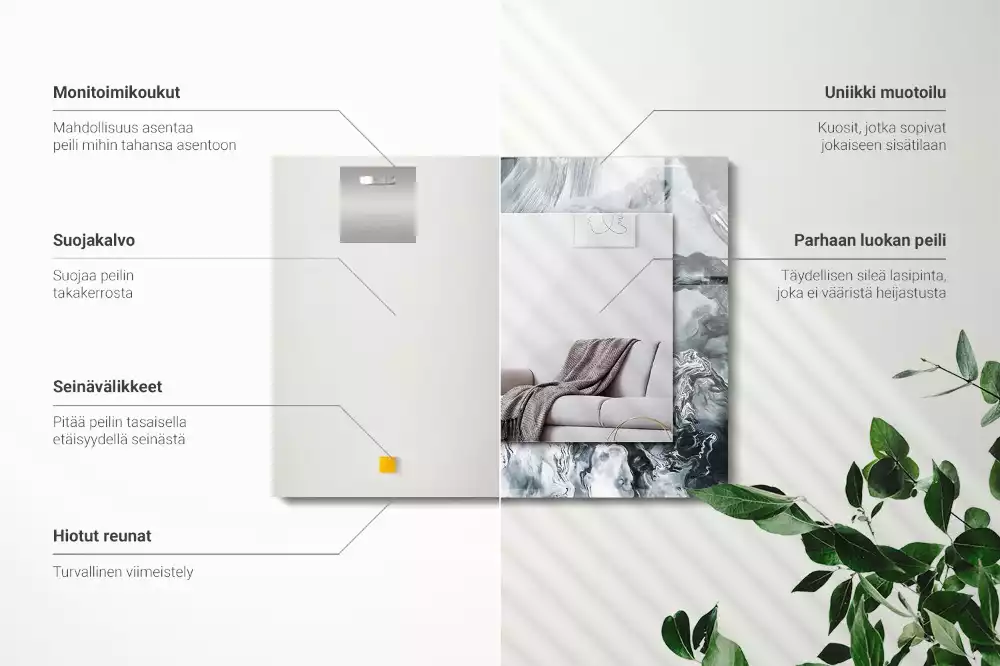 Espejo rectangular estampado Composición de pintura abstracta