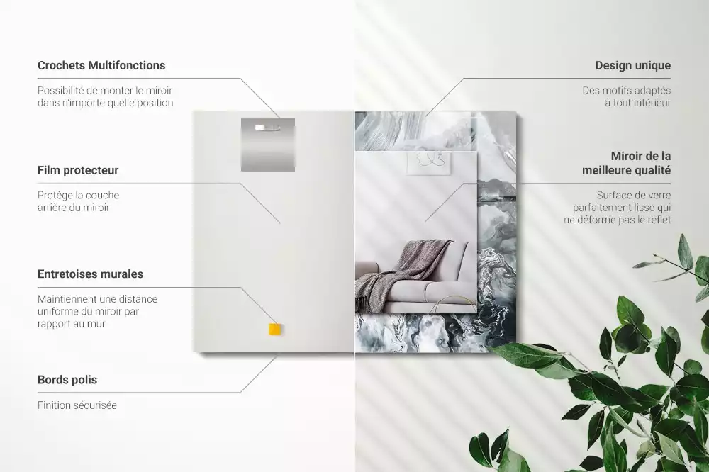 Espejo rectangular estampado Composición de pintura abstracta