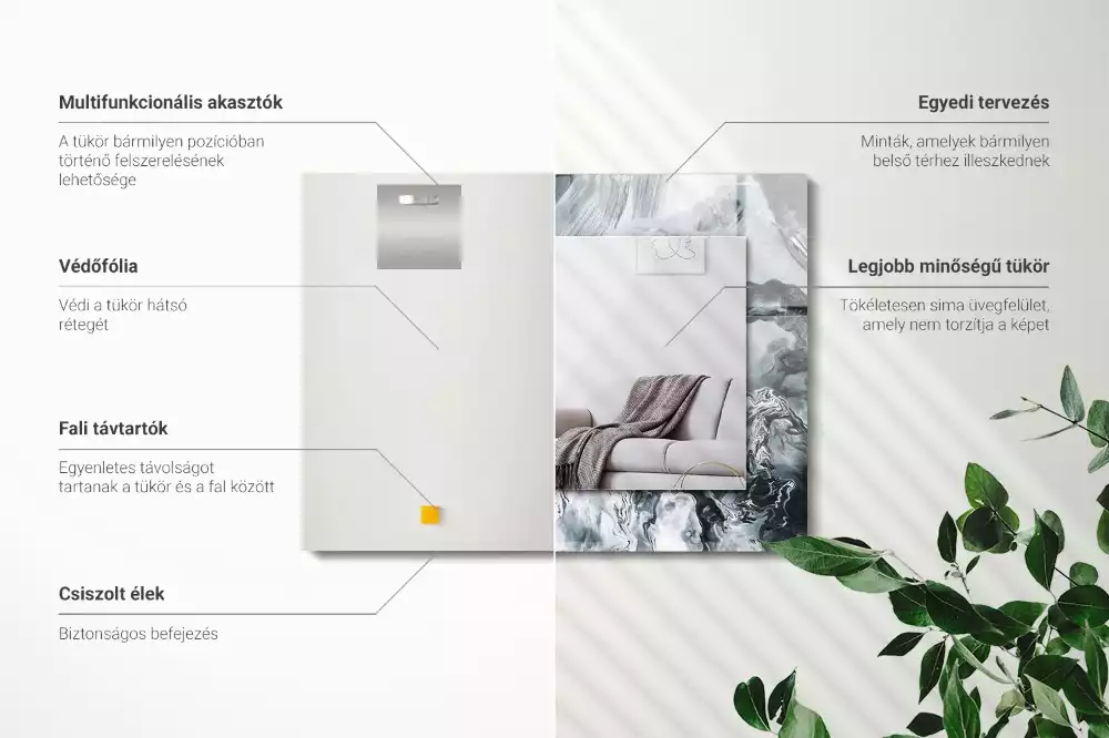 Espejo rectangular estampado Composición de pintura abstracta