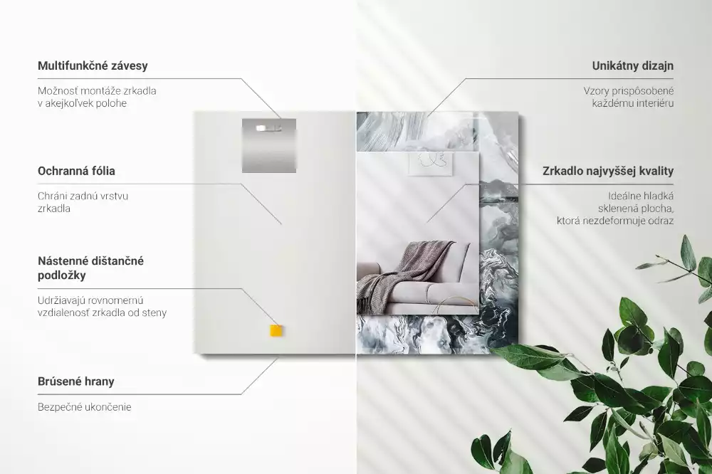 Espejo rectangular estampado Composición de pintura abstracta