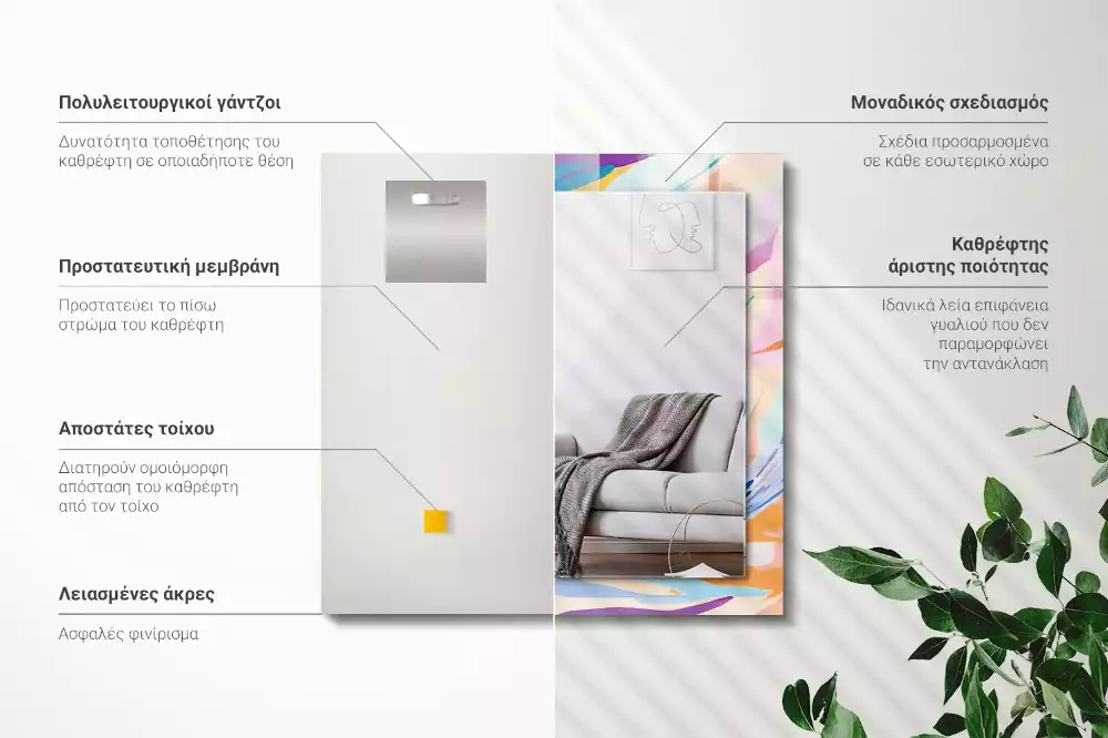 Espejo rectangular impreso Trazos coloridos abstractos