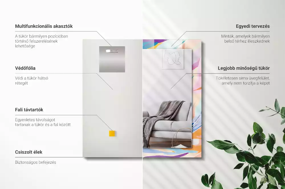 Espejo rectangular impreso Trazos coloridos abstractos