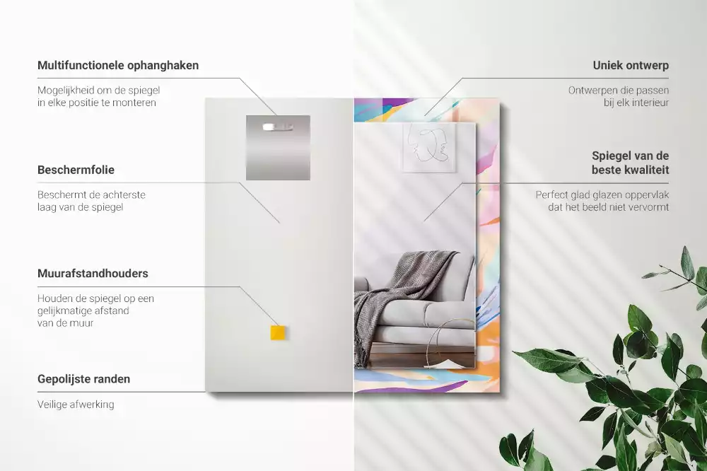 Espejo rectangular impreso Trazos coloridos abstractos