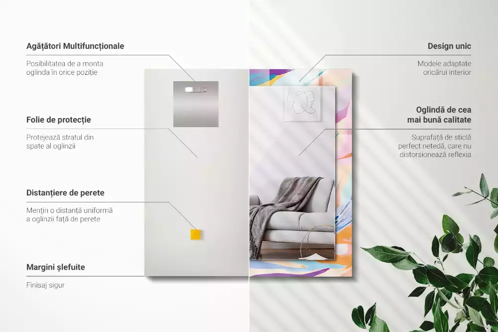 Espejo rectangular impreso Trazos coloridos abstractos