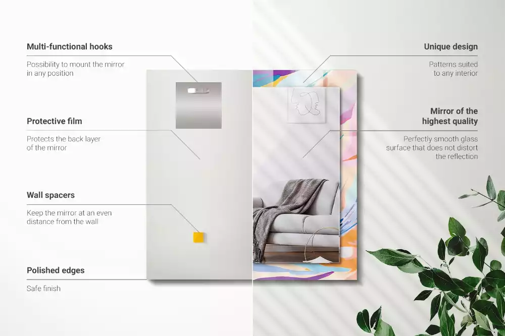 Espejo rectangular impreso Trazos coloridos abstractos