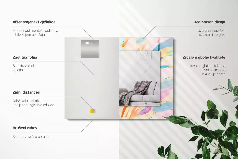 Espejo rectangular impreso Trazos coloridos abstractos