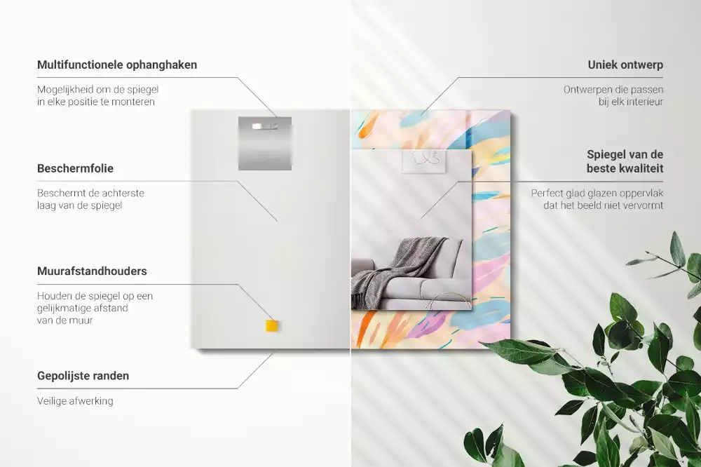 Espejo rectangular impreso Trazos coloridos abstractos