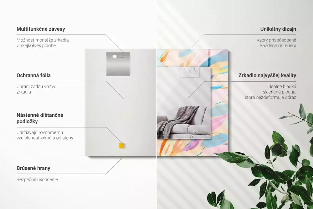 Espejo rectangular impreso Trazos coloridos abstractos