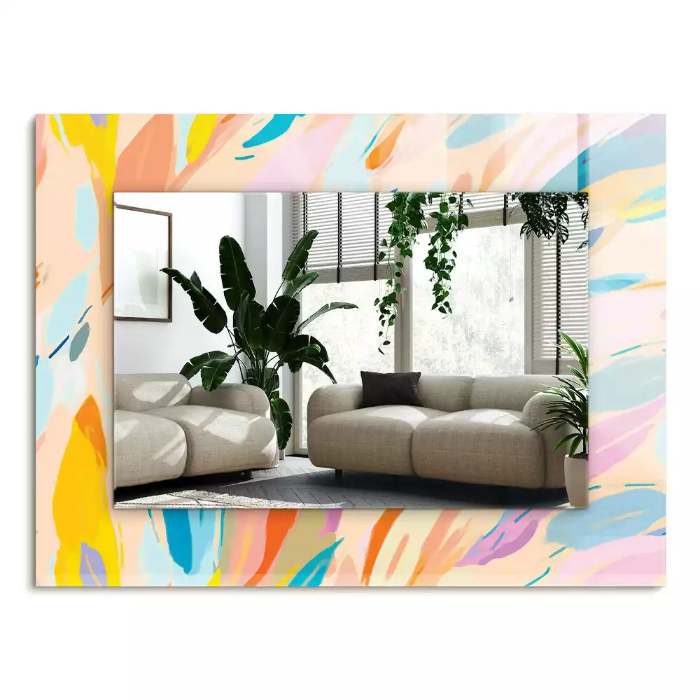 Espejo rectangular impreso Trazos coloridos abstractos