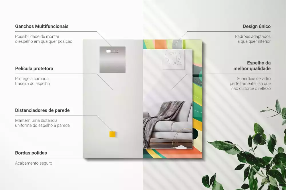 Espejo rectangular impreso Patrones abstractos coloridos