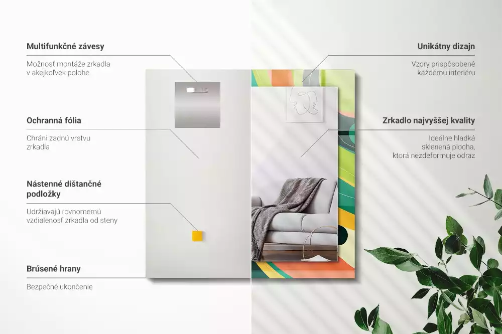 Espejo rectangular impreso Patrones abstractos coloridos