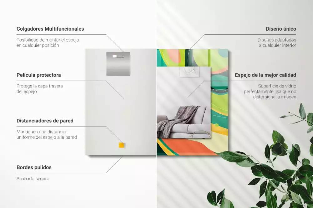 Espejo rectangular impreso Patrones abstractos coloridos