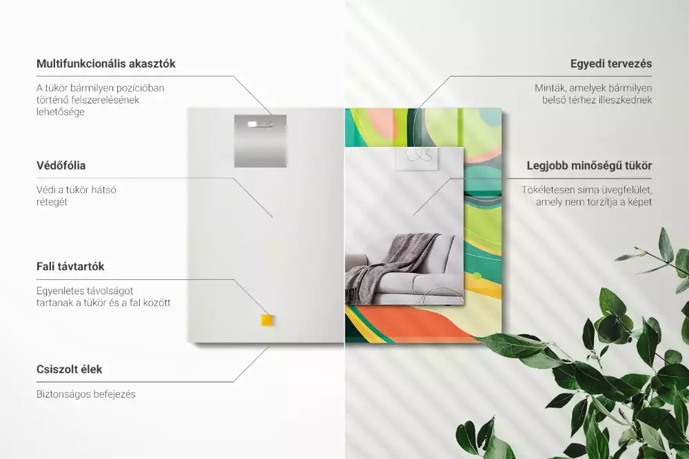 Espejo rectangular impreso Patrones abstractos coloridos