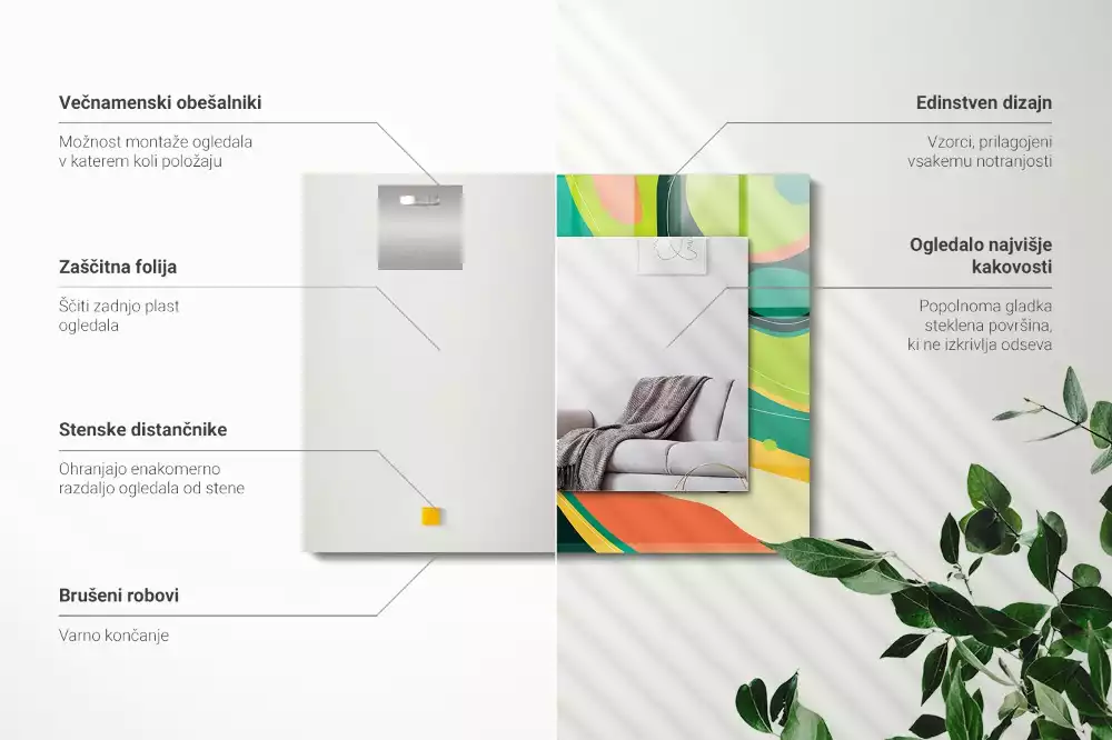 Espejo rectangular impreso Patrones abstractos coloridos