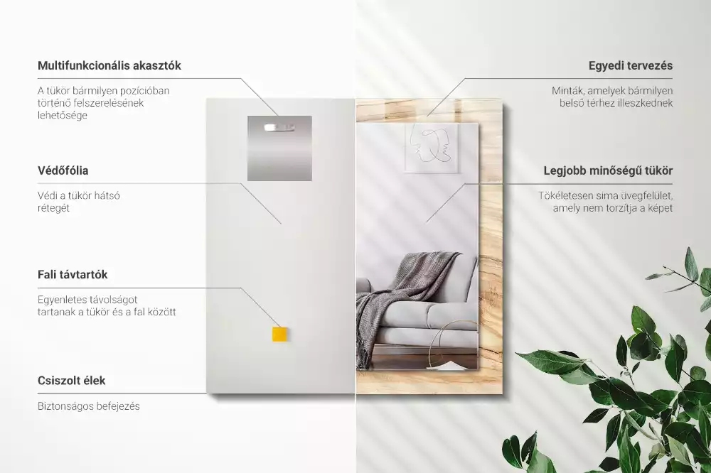 Espejo rectangular estampado Textura de veta de madera