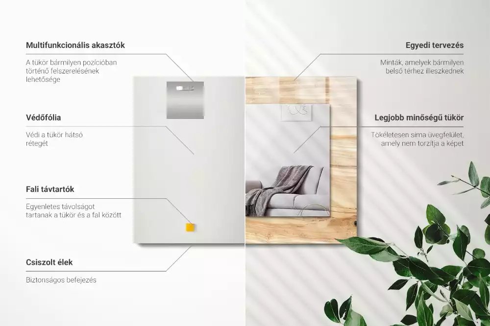 Espejo rectangular estampado Textura de veta de madera