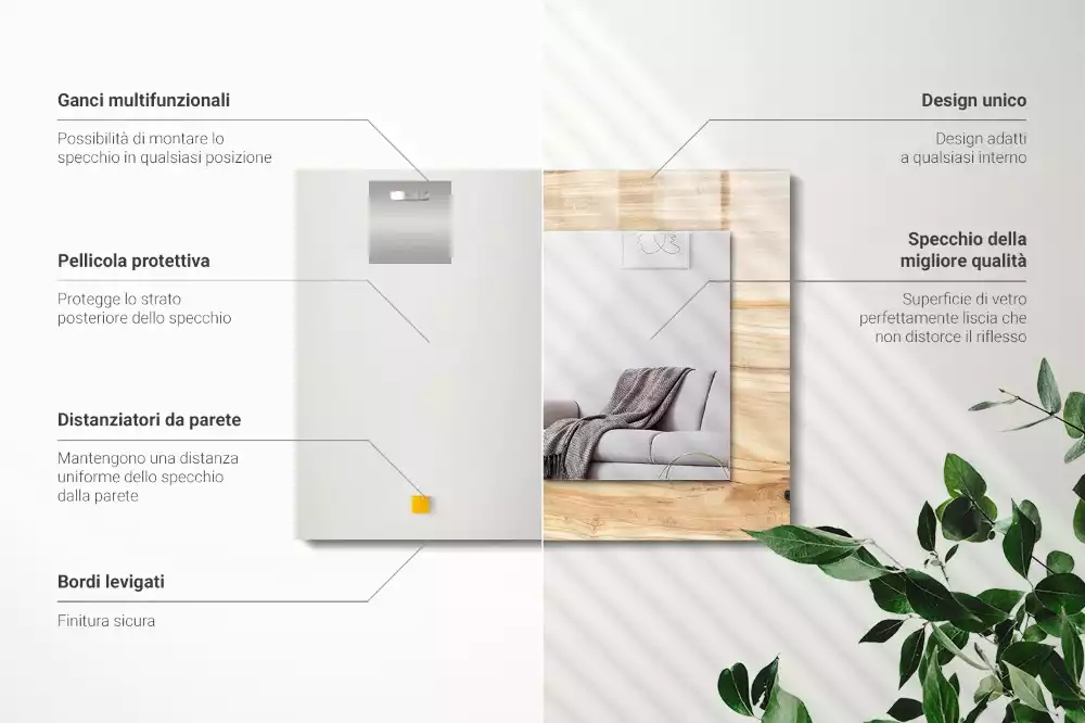 Espejo rectangular estampado Textura de veta de madera