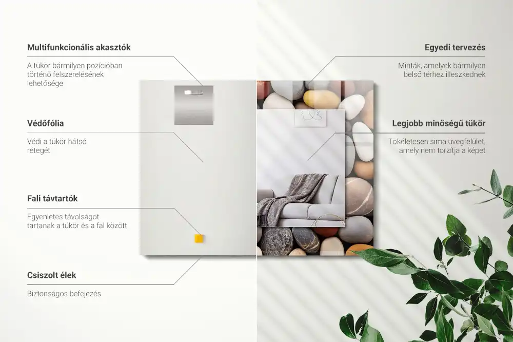 Espejo rectangular estampado Piedras lisas de colores