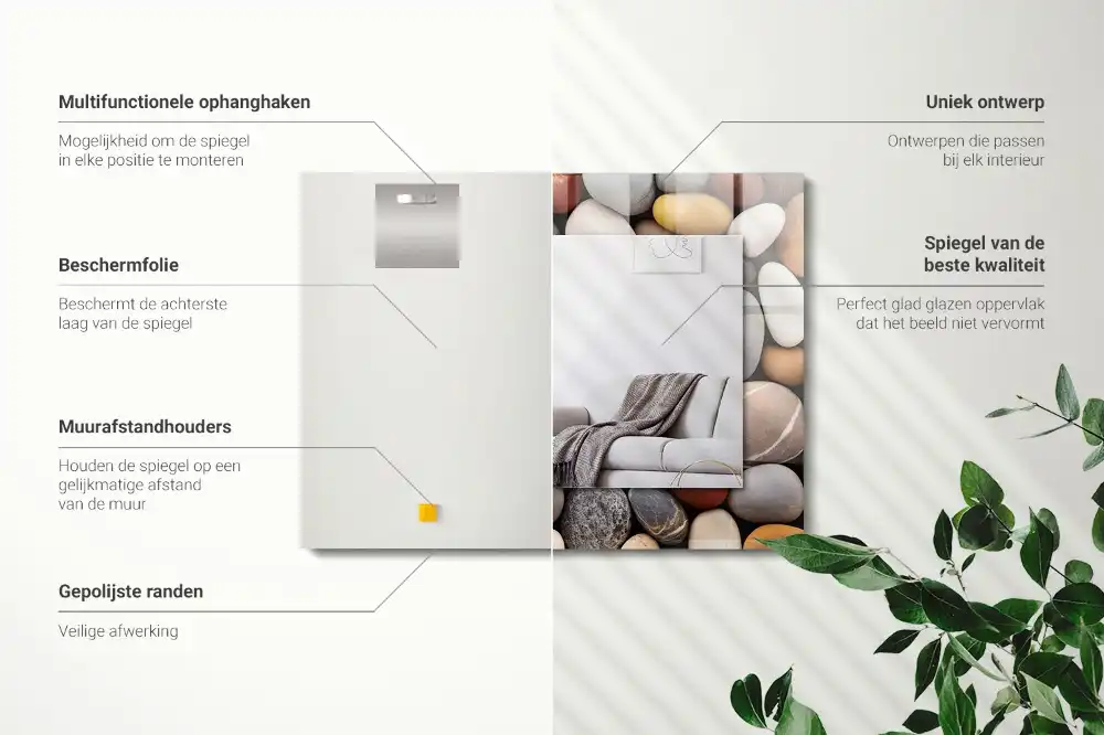 Espejo rectangular estampado Piedras lisas de colores