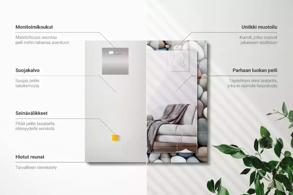 Espejo rectangular impreso Piedras lisas de colores