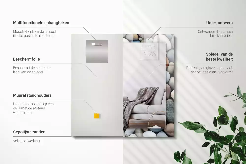 Espejo rectangular impreso Piedras lisas de colores