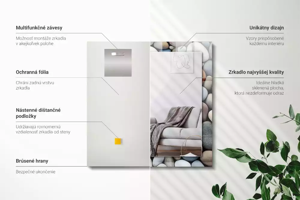 Espejo rectangular impreso Piedras lisas de colores