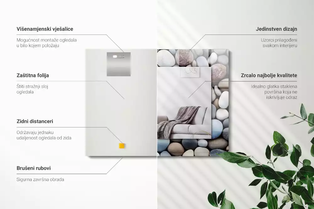 Espejo rectangular impreso Piedras lisas de colores