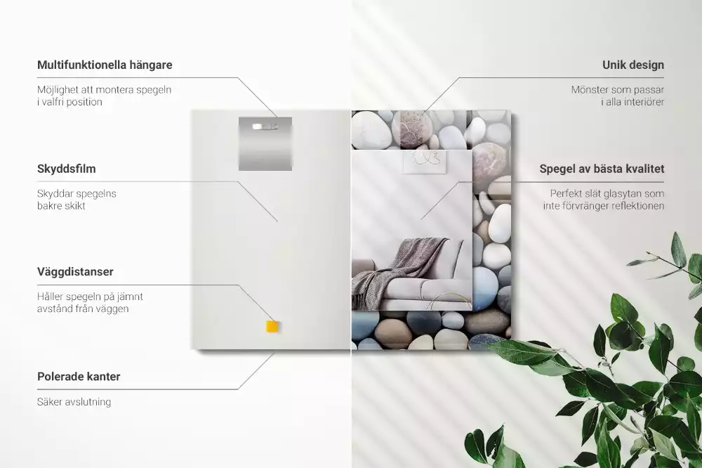 Espejo rectangular impreso Piedras lisas de colores