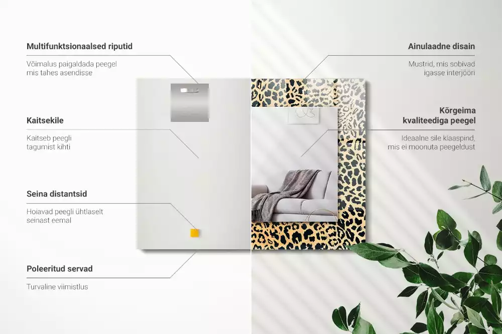 Espejo rectangular impreso pantera de leopardo