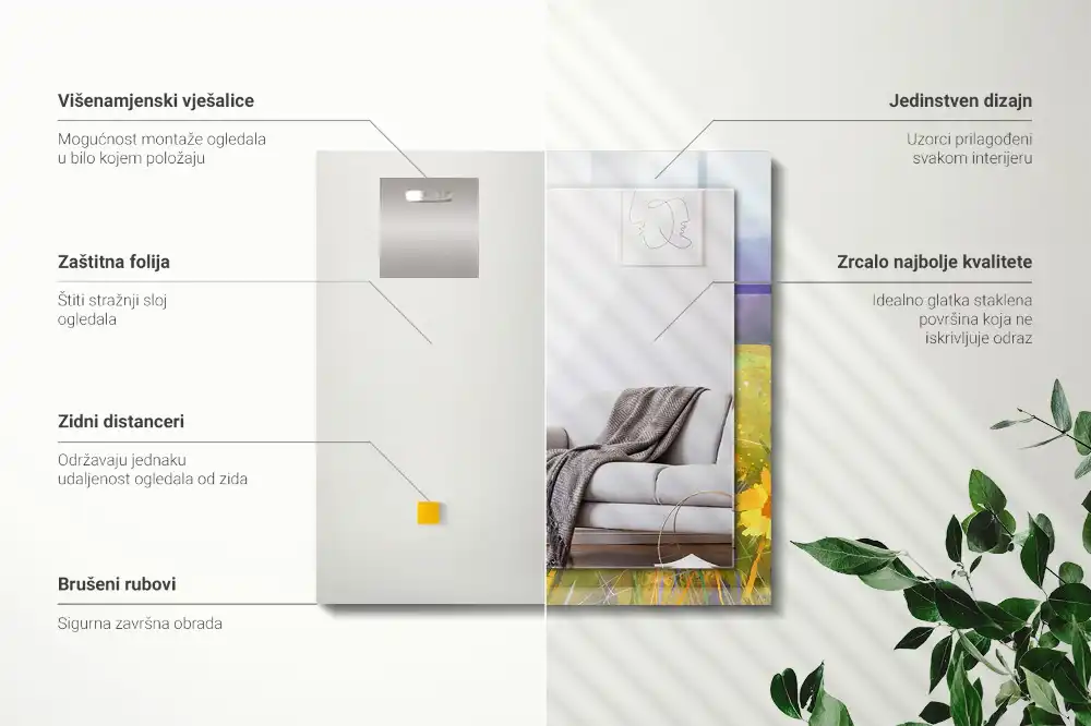 Espejo rectangular estampado Campo de girasoles