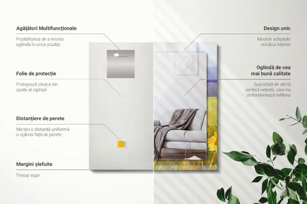 Espejo rectangular estampado Campo de girasoles