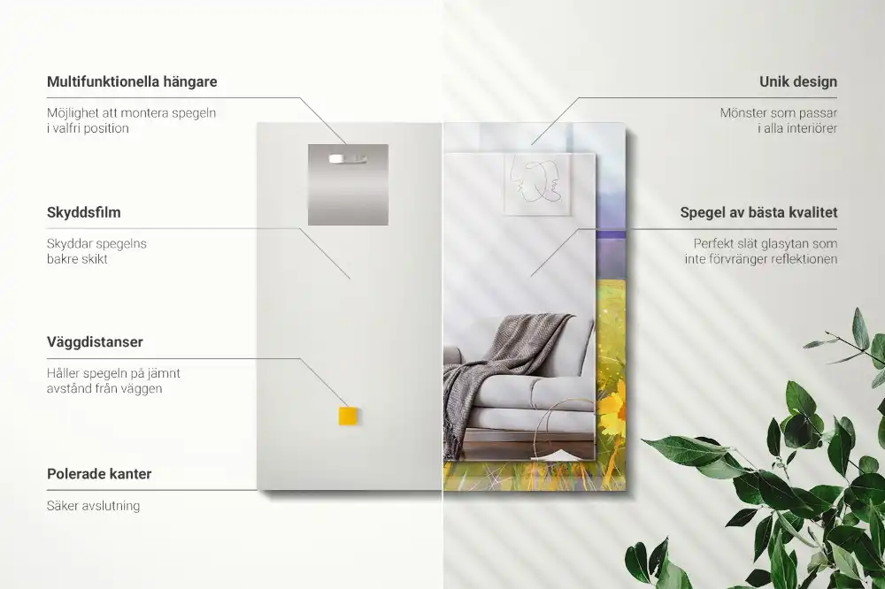 Espejo rectangular estampado Campo de girasoles