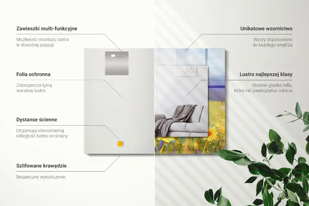 Espejo rectangular estampado Campo de girasoles