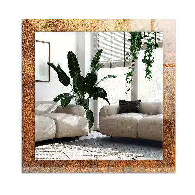 Espejo rectangular estampado Chapa de óxido de moda