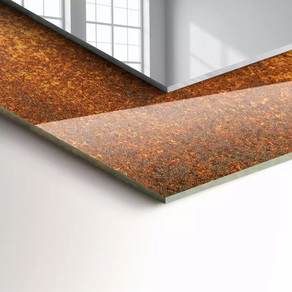 Espejo rectangular estampado Chapa de óxido de moda