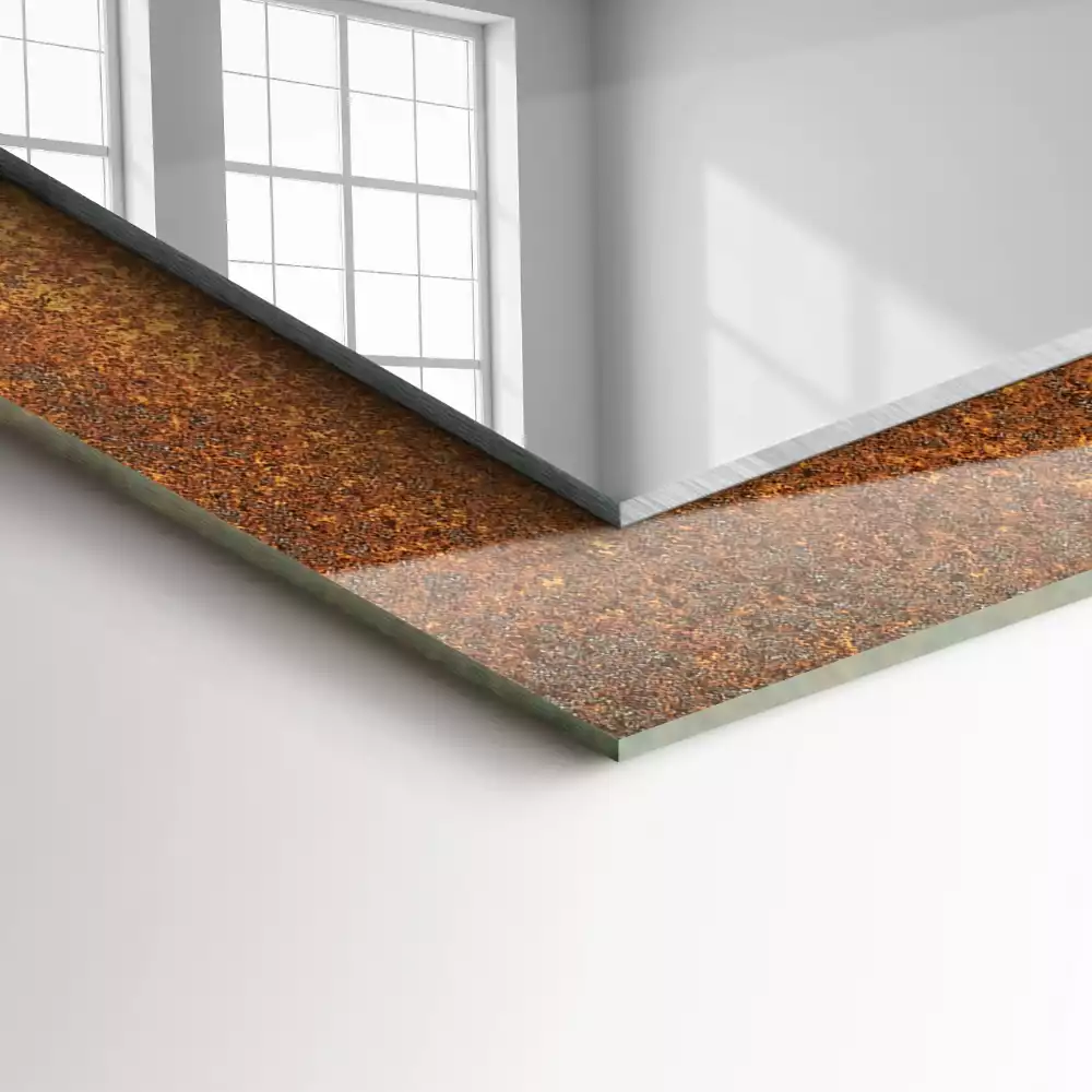 Espejo rectangular estampado Chapa de óxido de moda