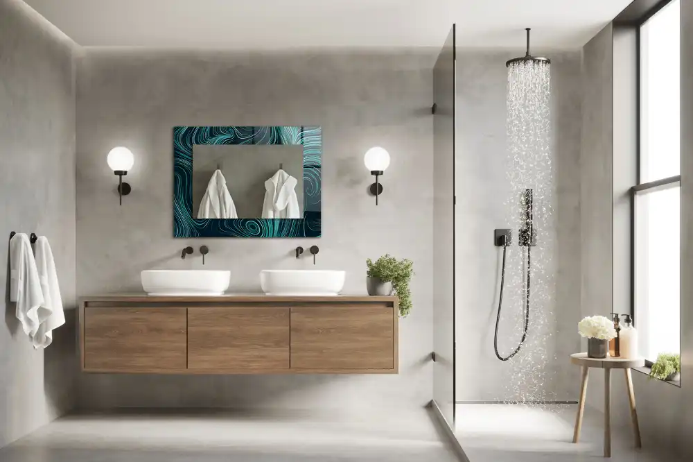 Espejo rectangular impreso Patrones de líneas abstractas