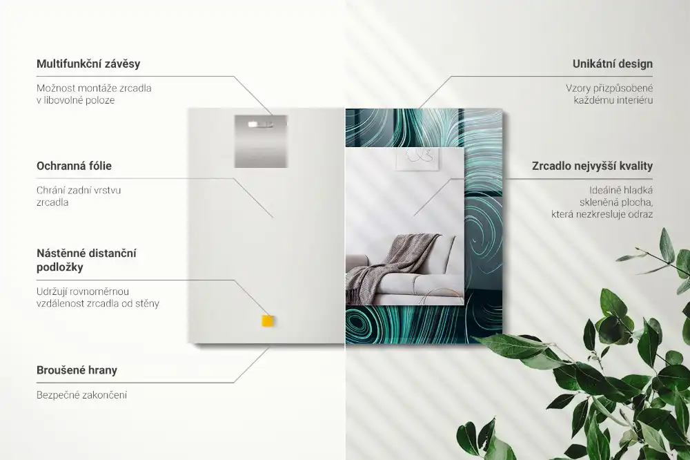 Espejo rectangular impreso Patrones de líneas abstractas