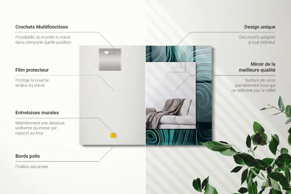 Espejo rectangular impreso Patrones de líneas abstractas