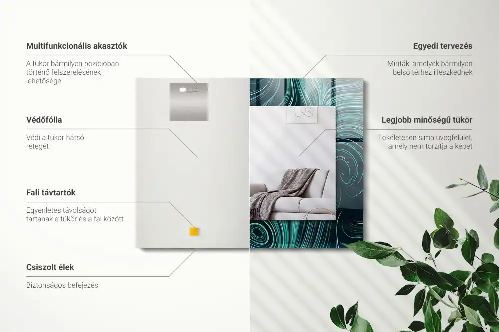 Espejo rectangular impreso Patrones de líneas abstractas