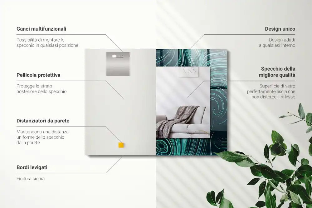 Espejo rectangular impreso Patrones de líneas abstractas