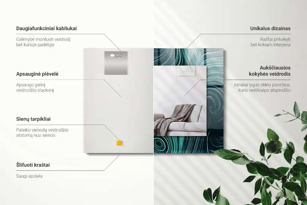 Espejo rectangular impreso Patrones de líneas abstractas