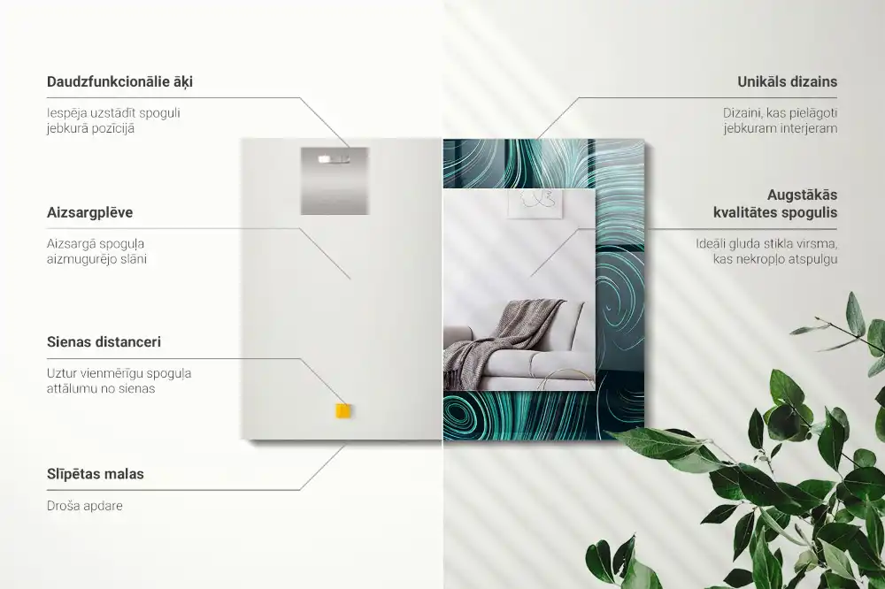 Espejo rectangular impreso Patrones de líneas abstractas