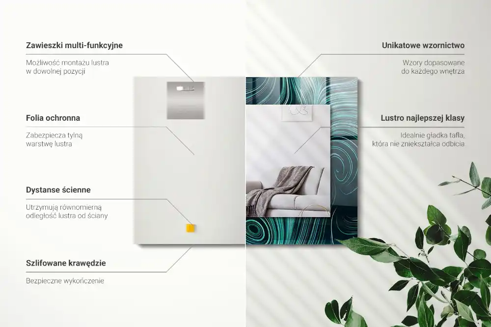 Espejo rectangular impreso Patrones de líneas abstractas