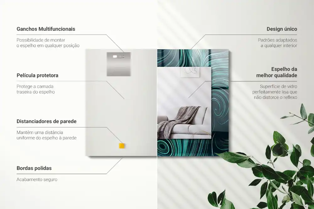 Espejo rectangular impreso Patrones de líneas abstractas