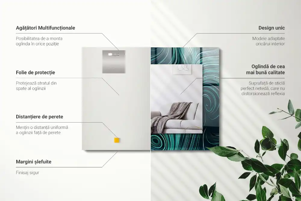 Espejo rectangular impreso Patrones de líneas abstractas