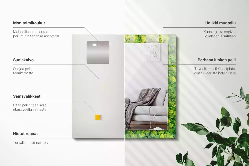 Espejo rectangular estampado Musgo verde